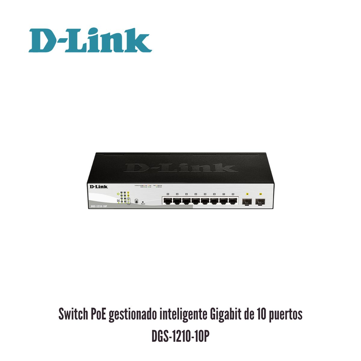 D-LINK - SWITCH 10-PORT POE WEB SMART D-LINK DGS-1210-10P 8 POE GIGABIT 2 COMBO SFP