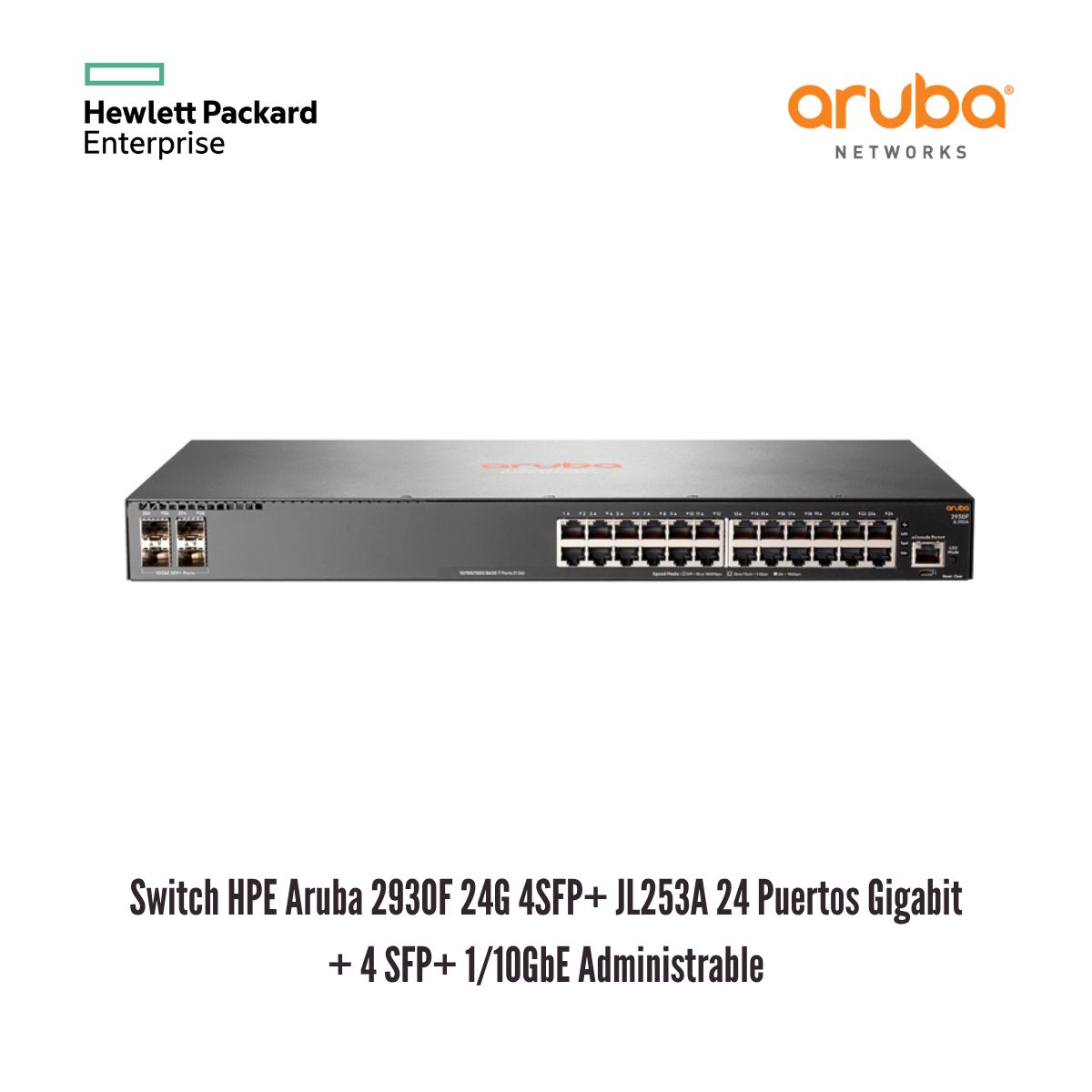 ARUBA - SWITCH HPE ARUBA 2930F 24G 4SFPJL253A 24 PUERTOS GIGABIT 4 SFP1-10GBE ADMINISTRABLE