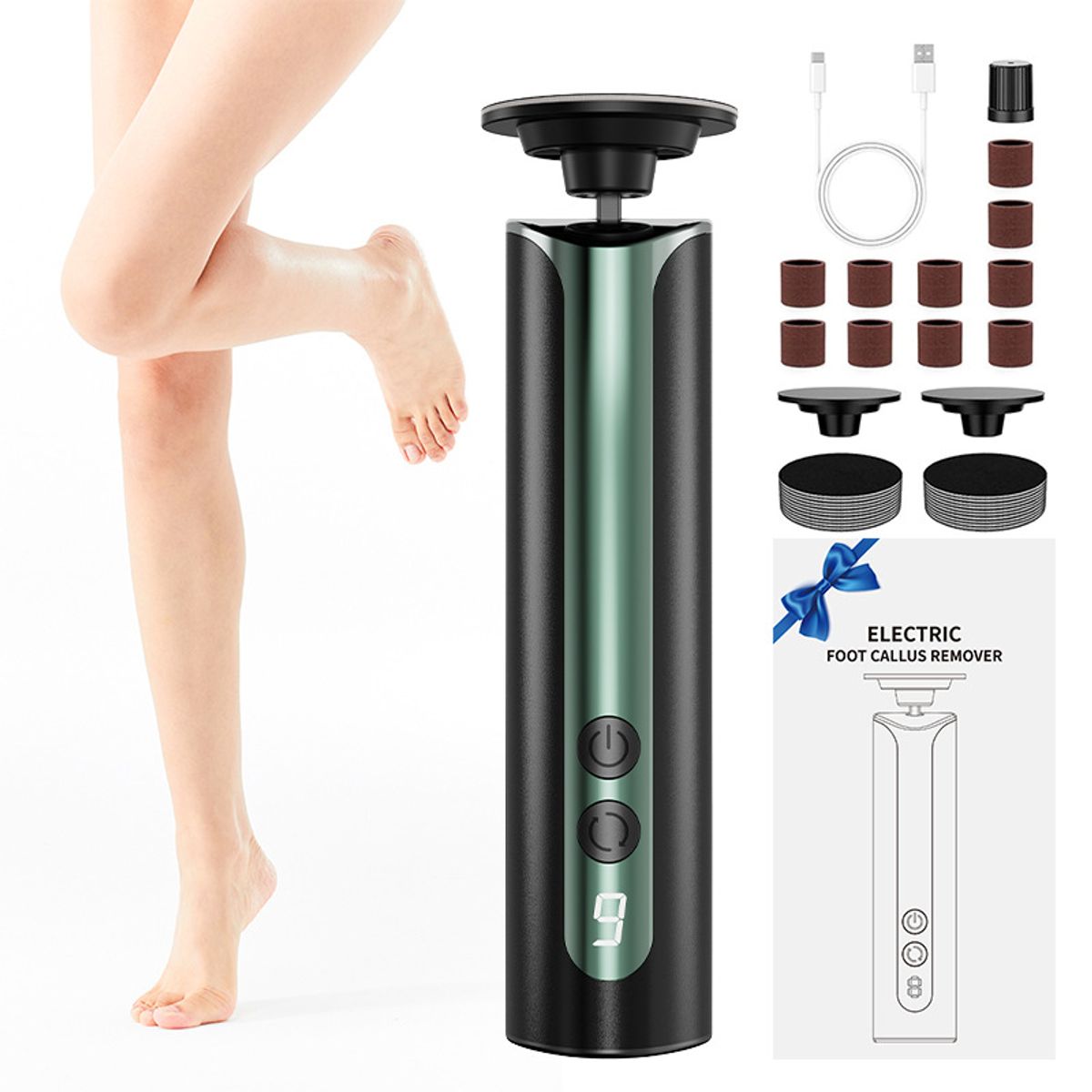 PUREPOWER - Lima Eléctrica para Pies, Removedor de Callos para Pies Electrico, Kit para Pedicure Profesional