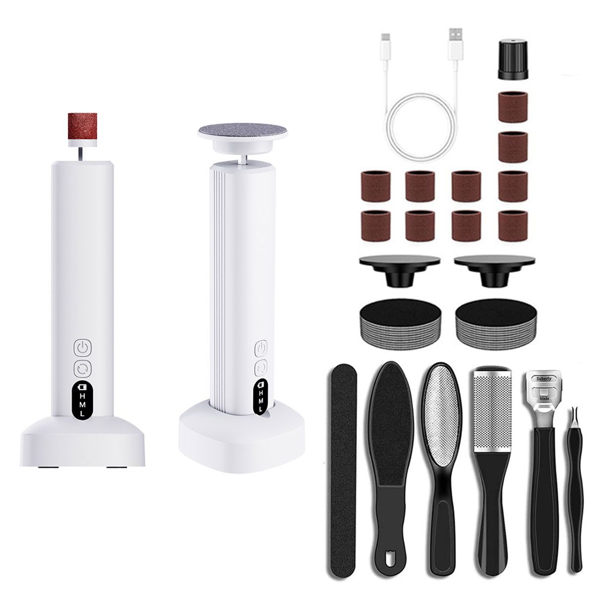 PUREPOWER - Lima Eléctrica para Pies, Removedor de Callos para Pies Electrico, Kit para Pedicure Profesional