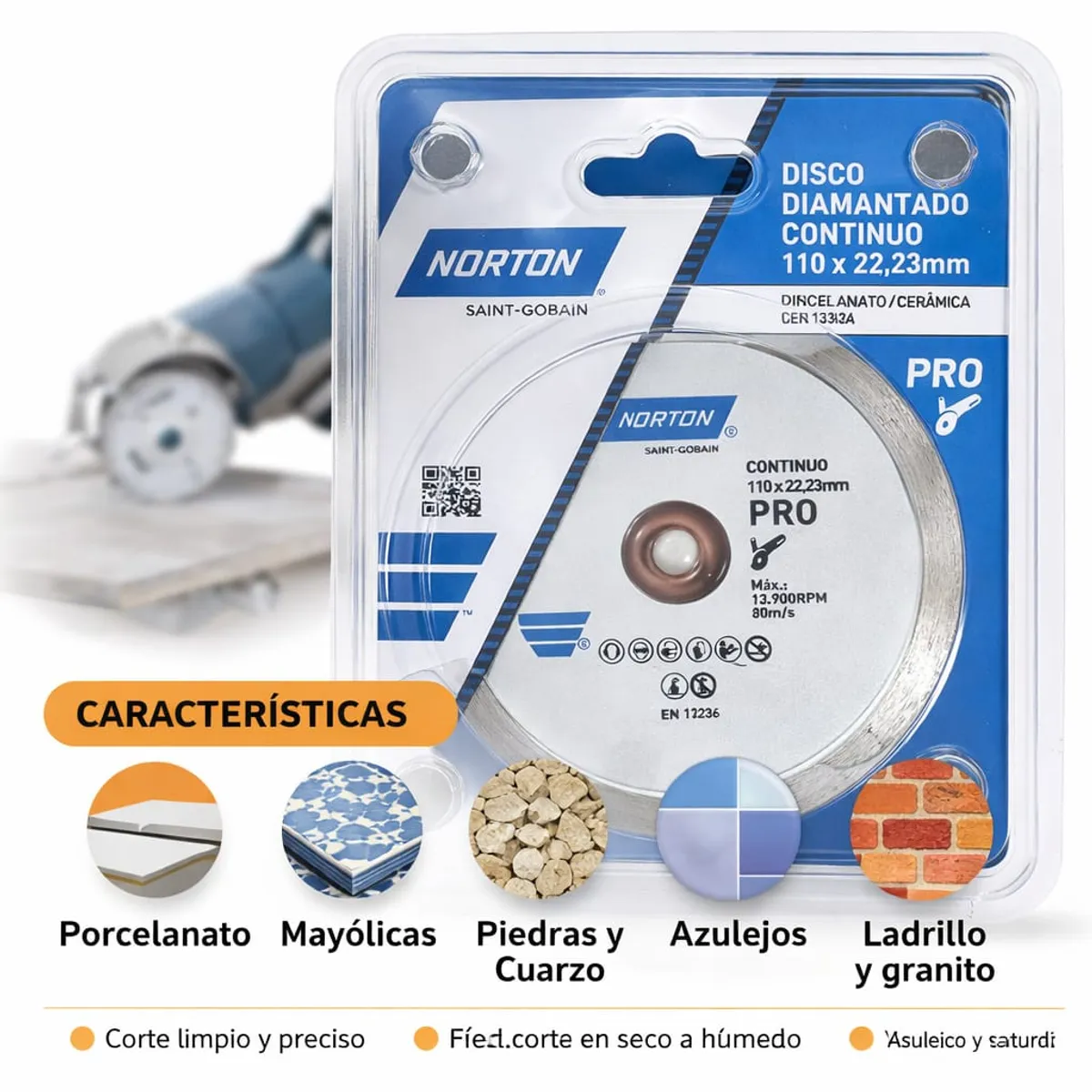 NORTON - Disco Diamantado Norton Pro 110mm Continuo
