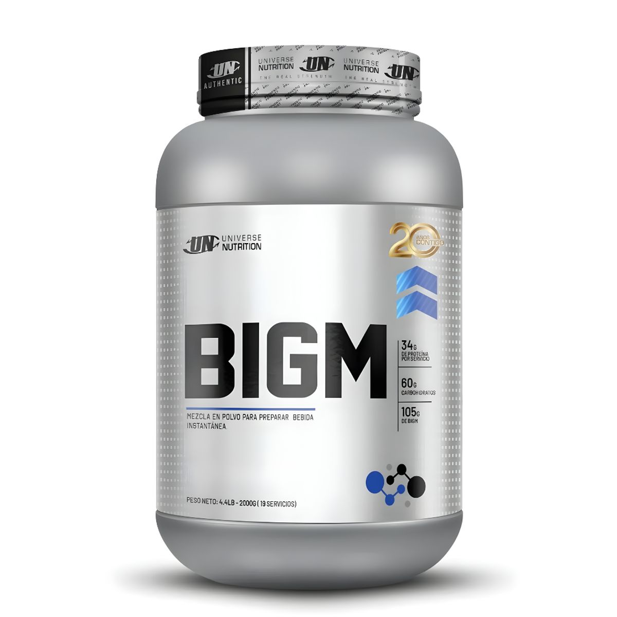 Universe Nutrition - BIGM 2 kg Ganador de masa UN - Cookie and cream + Straps