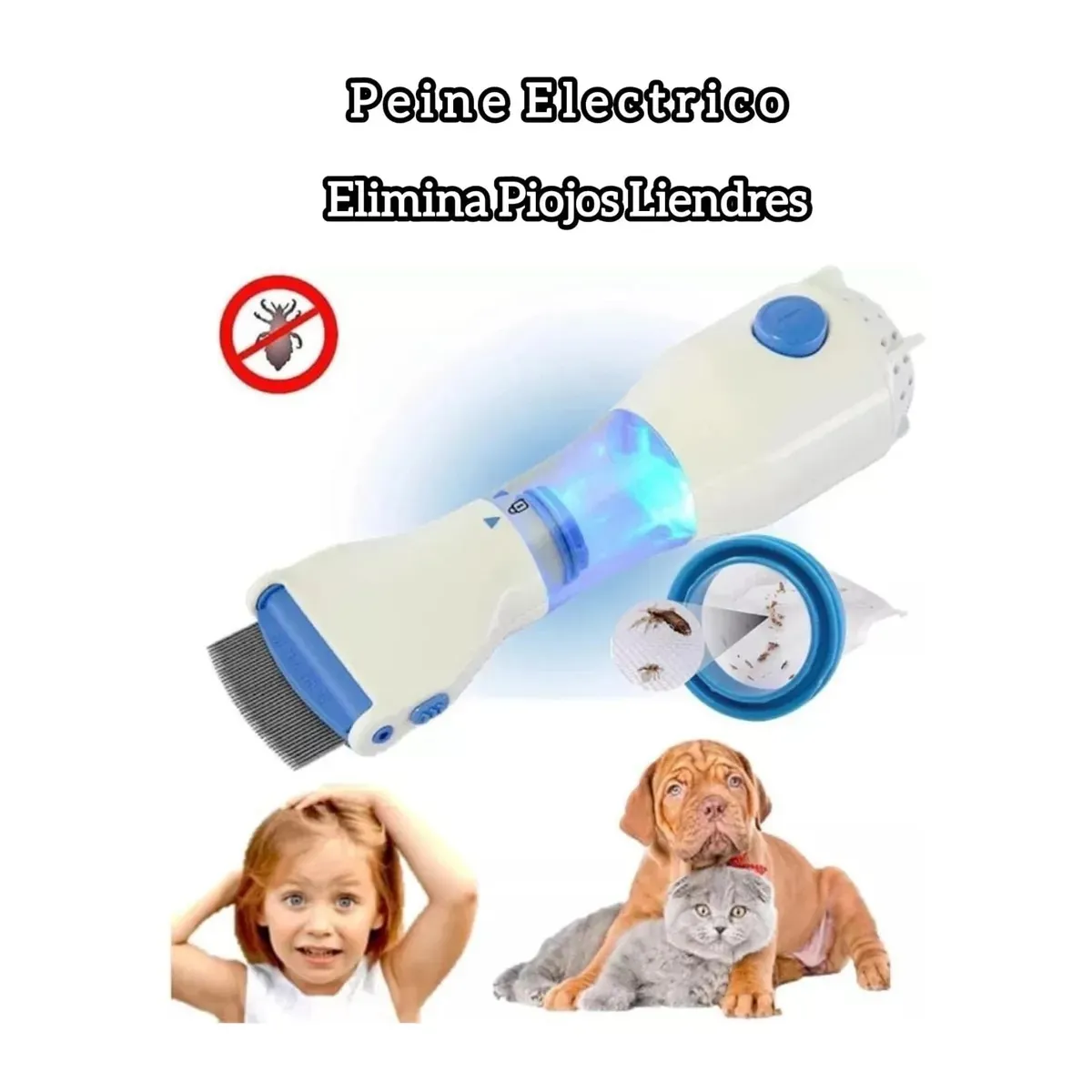 Peine Eléctrico Aspiradora Para Eliminar Piojos Liendres Color Blanco, marca OEM - Foto Principal
