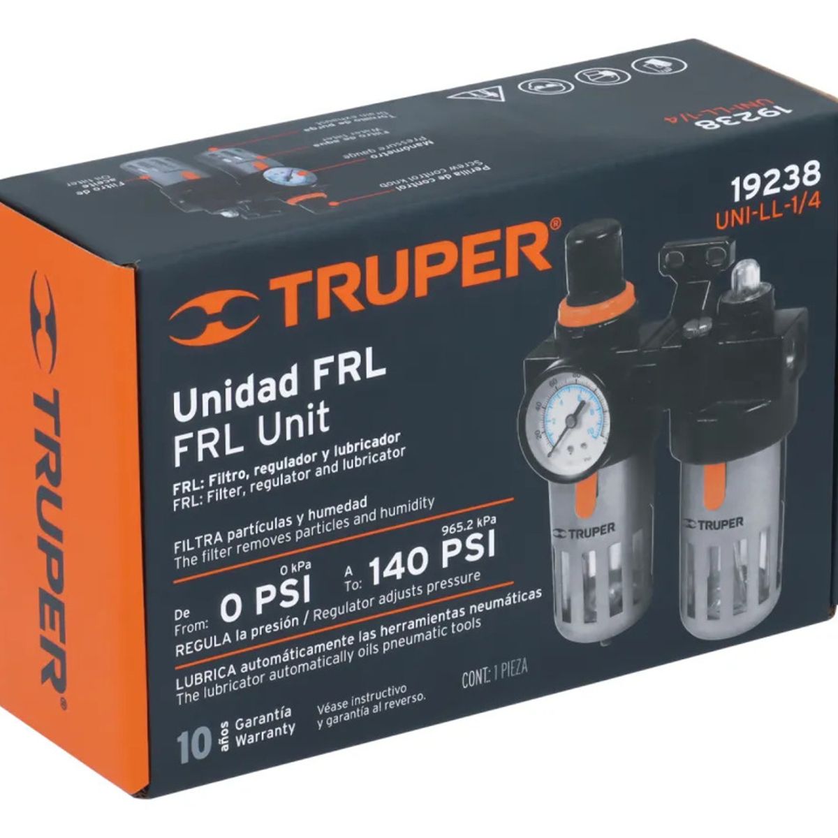 Truper - Filtro Unidad Limpieza Y Lubricación 1/4 Npt Truper 19238