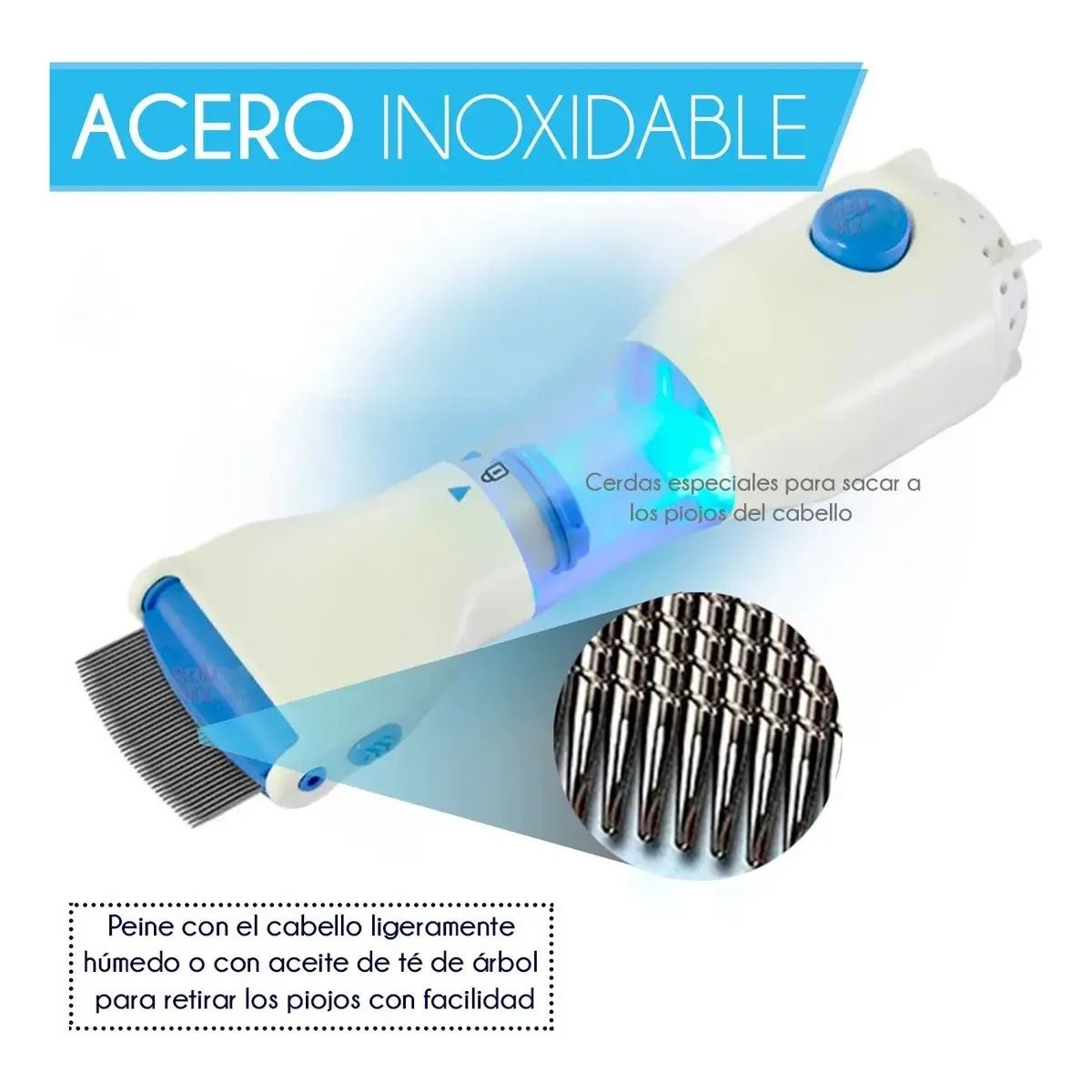 OEM - Peine Eléctrico Aspiradora Para Eliminar Piojos Liendres Color Blanco