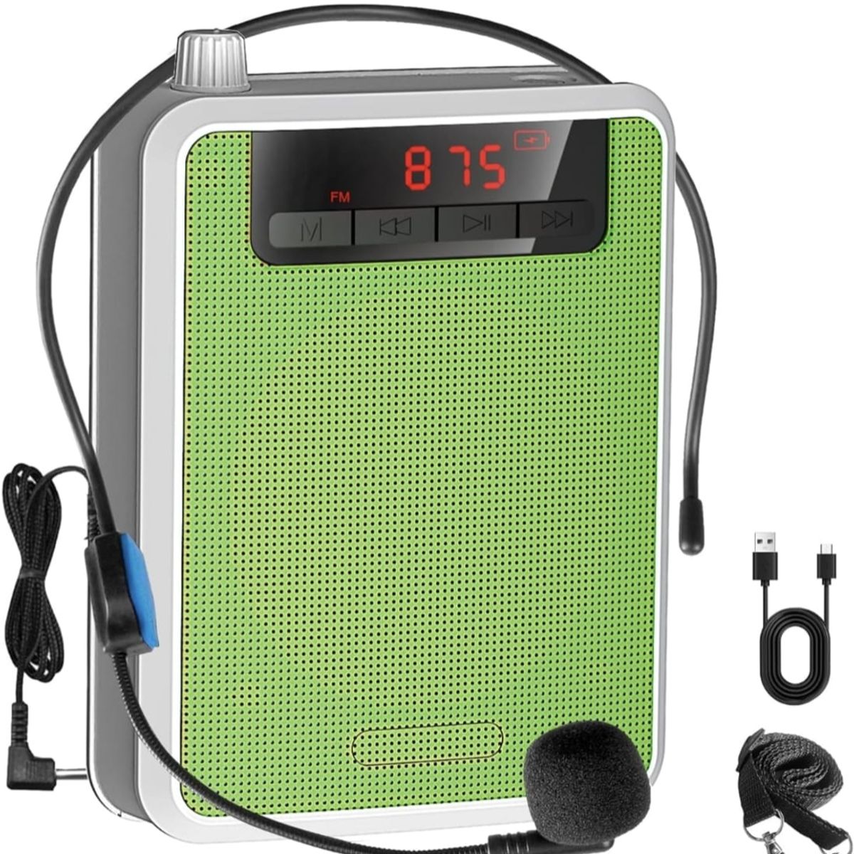 SEISA - Amplificador de Voz Portátil Recargable con Micrófono Vincha  Radio FM y Alta Potencia