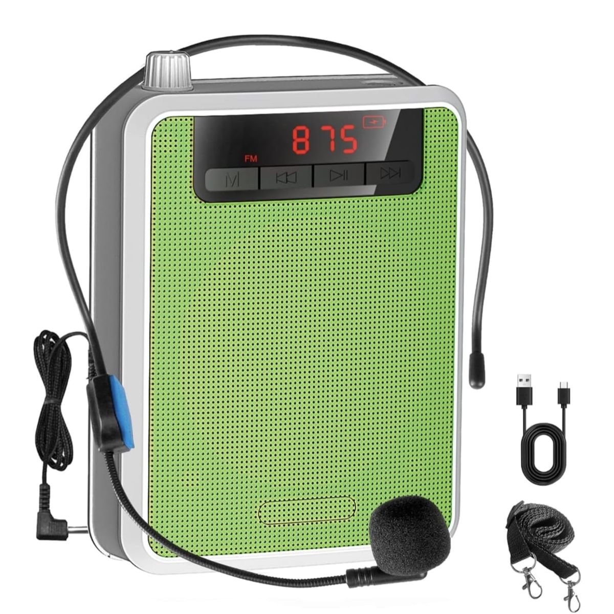 SEISA - Amplificador de Voz Portátil Recargable con Micrófono Vincha  Radio FM y Alta Potencia