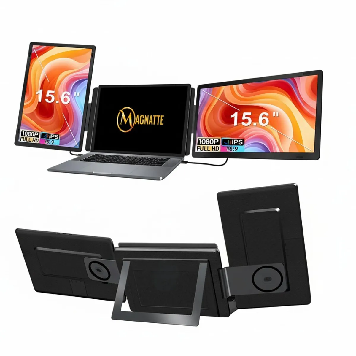 MAGNATTE - MONITOR PORTÁTIL DUAL PARA LAPTOP LCD IPS 15.6 60HZ USB C FHD MGT-S9H MAGNETICO