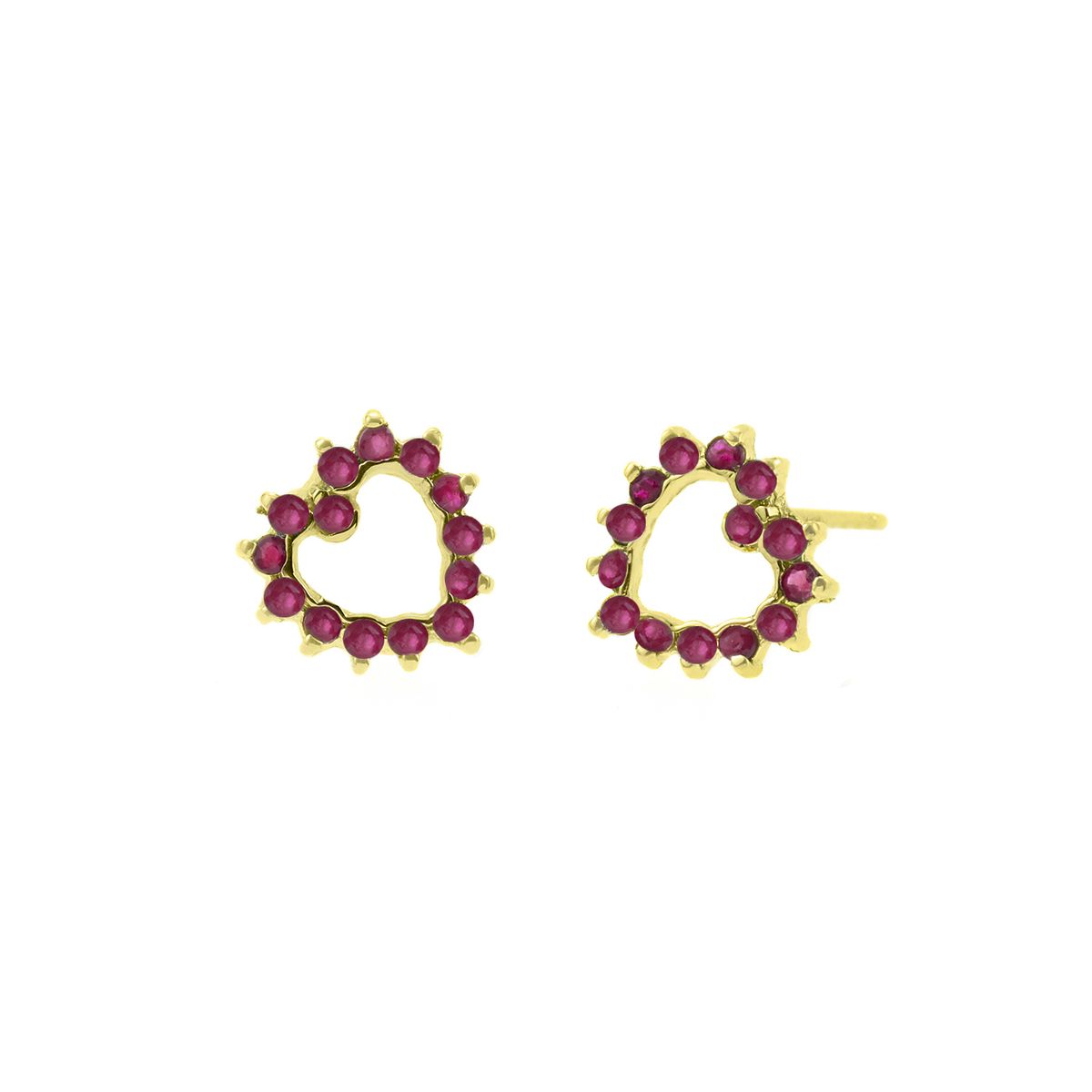 BALIQ - Aretes Rubí Corazón Oro 18K