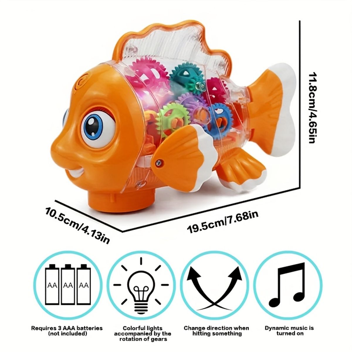DANWEILE - Coche de juguete con forma de pez balancín para niños con engranajes transparentes