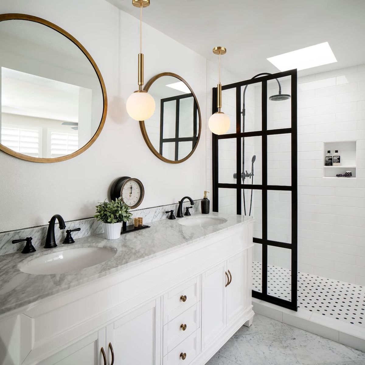 HOME NEAT - Lámpara colgante de techo Moderna de bola Vidrio E27 oro