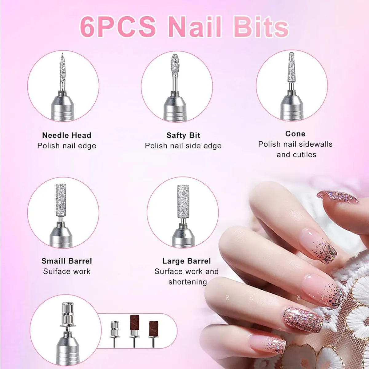 PUREPOWER - Pulidor De Uñas Recargable Drill Máquina Manicura 45000 Rpm de Uñas para Doméstico y Salón