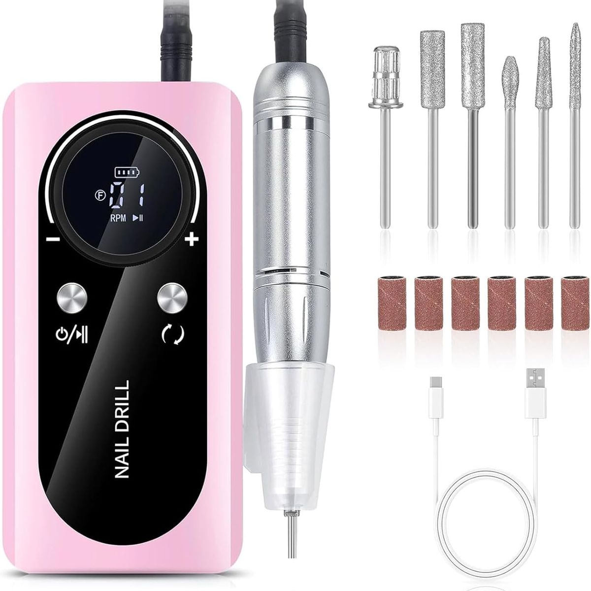 PUREPOWER - Pulidor De Uñas Recargable Drill Máquina Manicura 45000 Rpm de Uñas para Doméstico y Salón