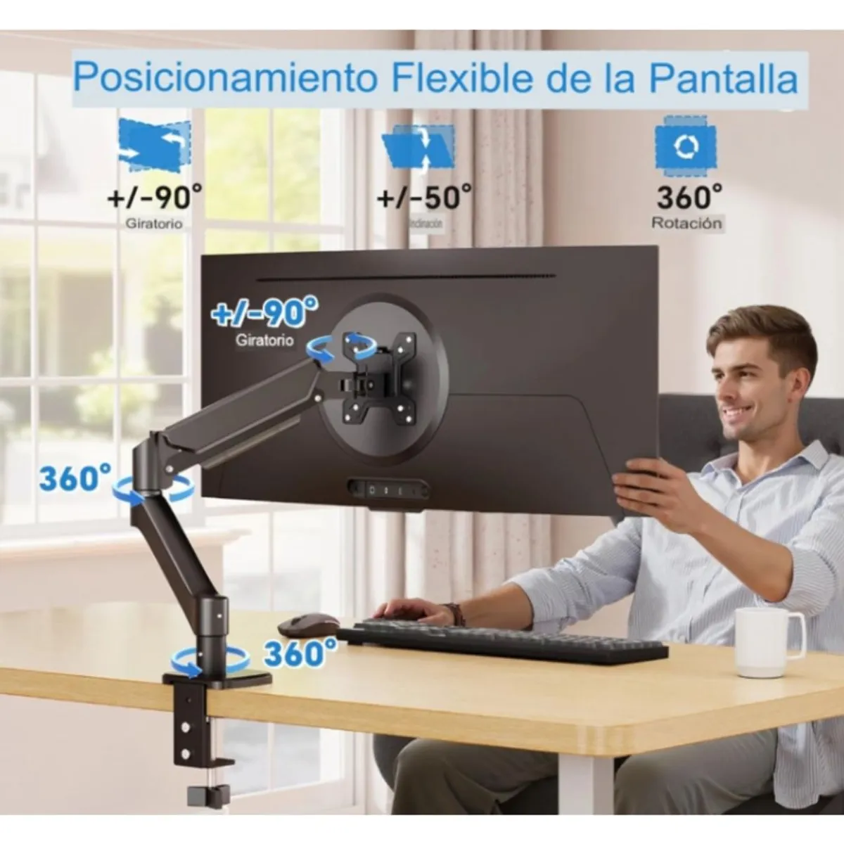 GENERICO - SOPORTE DE MONITOR ERGONOMIA BRAZO ARTICULADO DE MESA 13 A 32 PULGADAS
