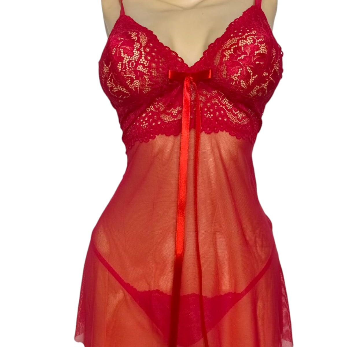 GENERICO - BABYDOLL LILA 2 PIEZAS - LENCERIA ENCAJE Y TUL LICRADO - LENCERIA