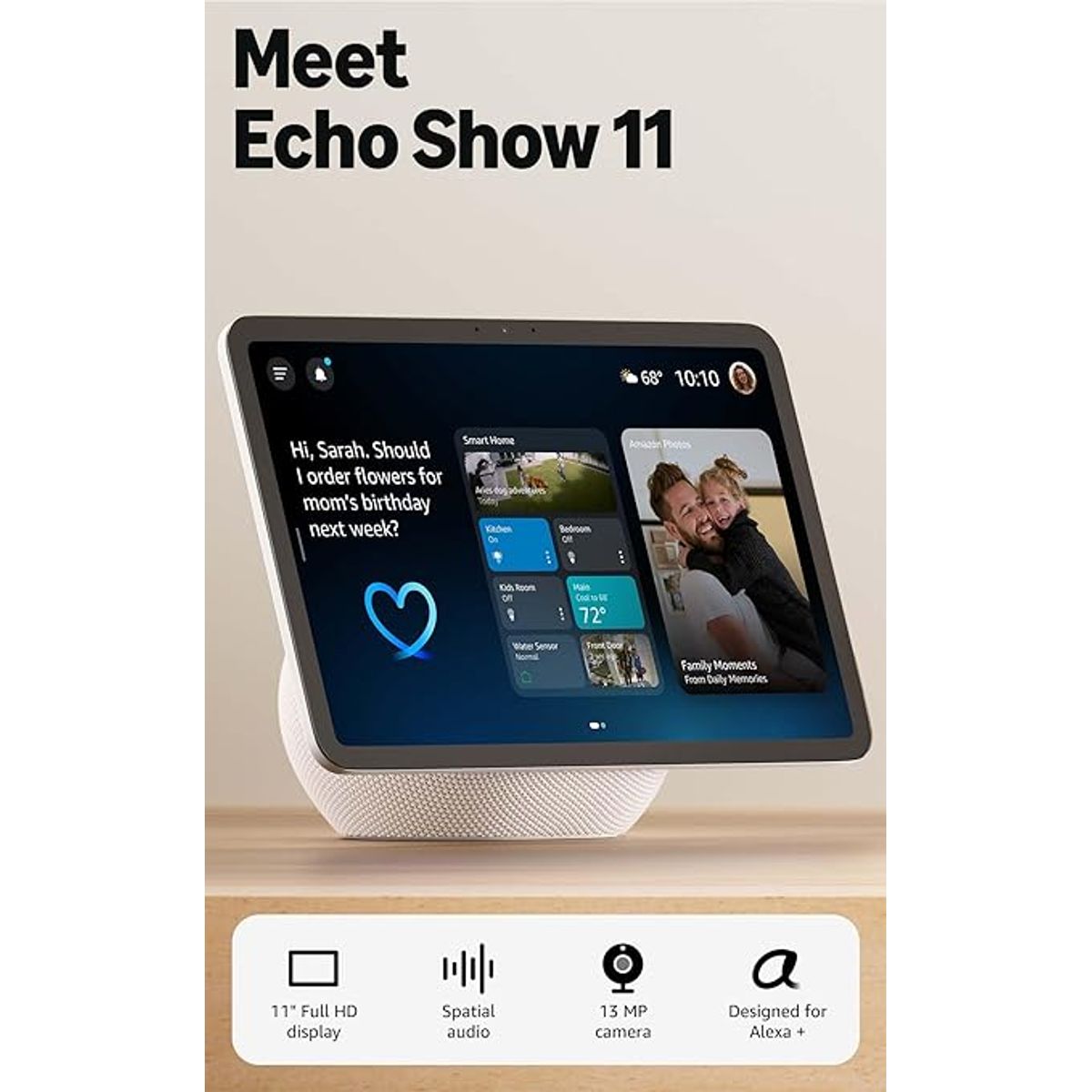 AMAZON - Amazon Echo Show 11 Nuevo Modelo Pantalla Inteligente HD con Alexa Blanco