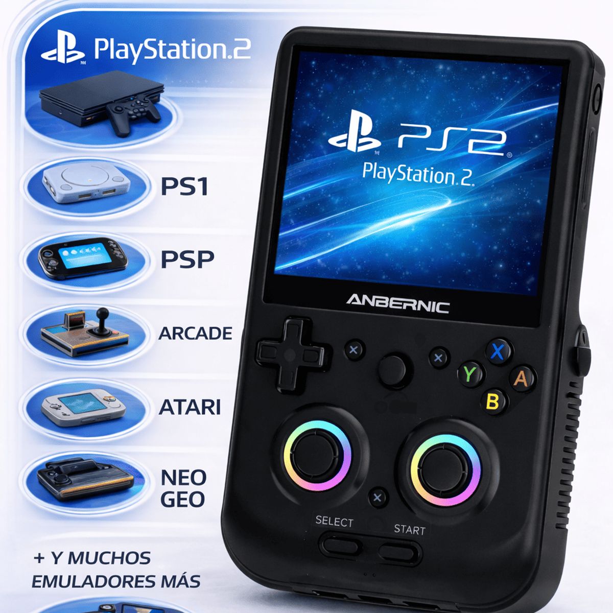 GENERICO - Consola Portátil Retro ANBERNIC RG406V Negro 128GB + microSD 256GB
