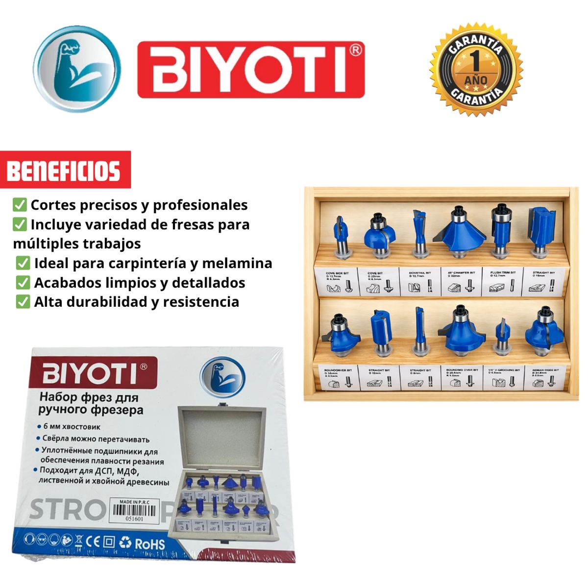 GENERICO - Set 12 Fresas 6MM para router