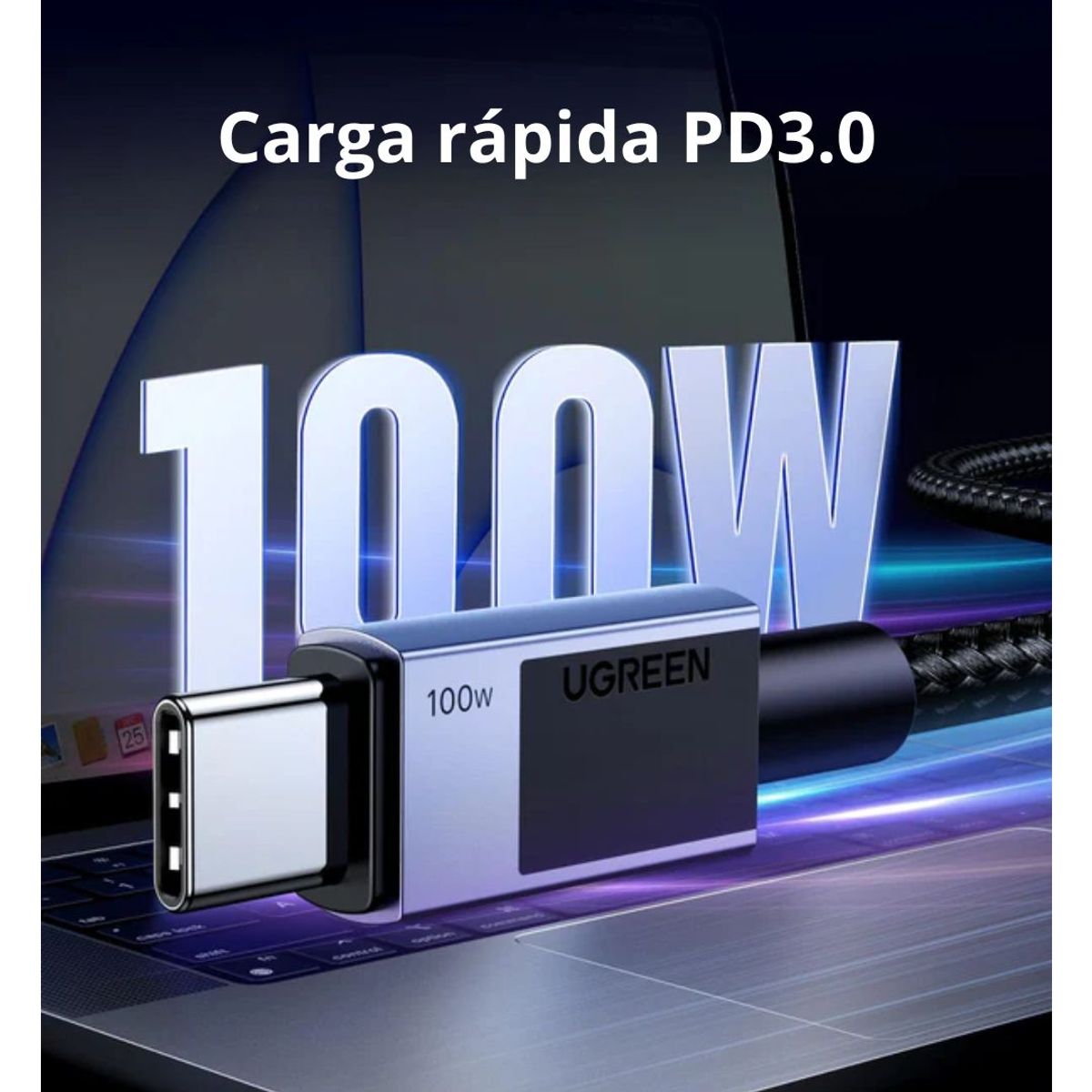 UGREEN - Cable USB-C a USB-C UGREEN 100W 5A Power Delivery 2 Metros Carga Rápida L512