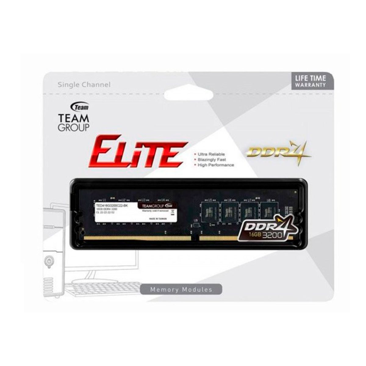 TEAMGROUP - MEMORIA TEAMGROUP ELITE 16GB DDR4-3200 MHZ NEGRO PN TED416G3200C2201