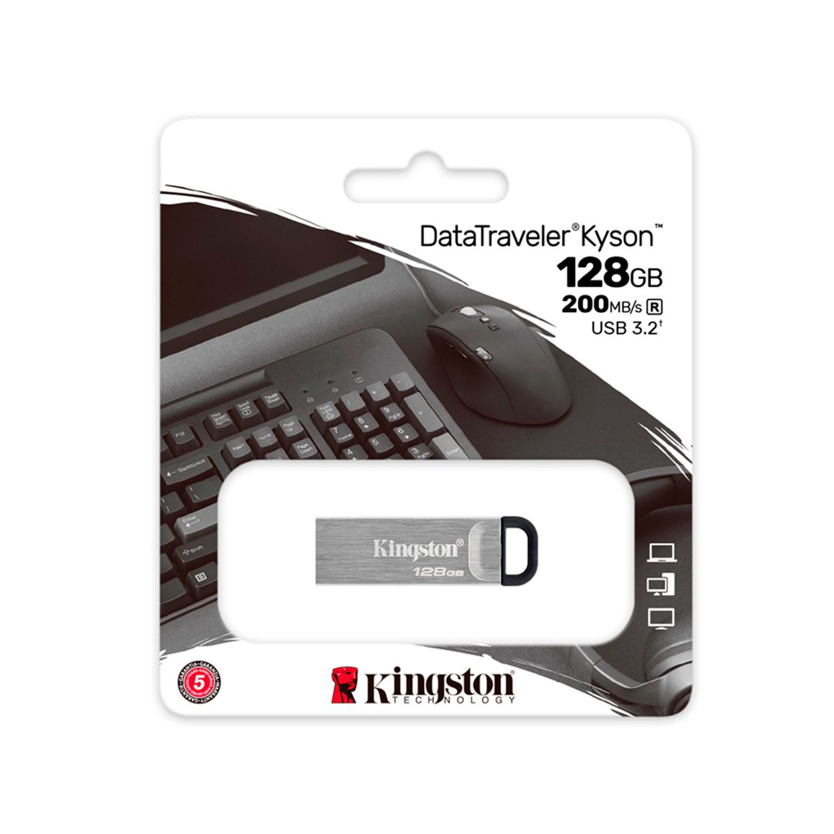 KINGSTON - MEMORIA USB 128GB DTKN 3.2 PLATEADO KINGSTON P-N DTKN-128GB