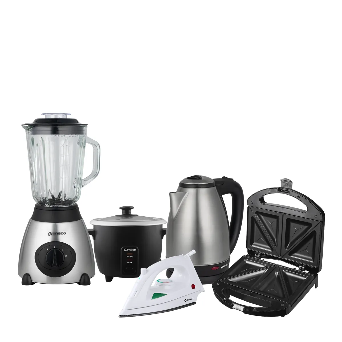 IMACO - Pentacombo Licuadora + Arrocera + Hervidor + Plancha + Sandwichera