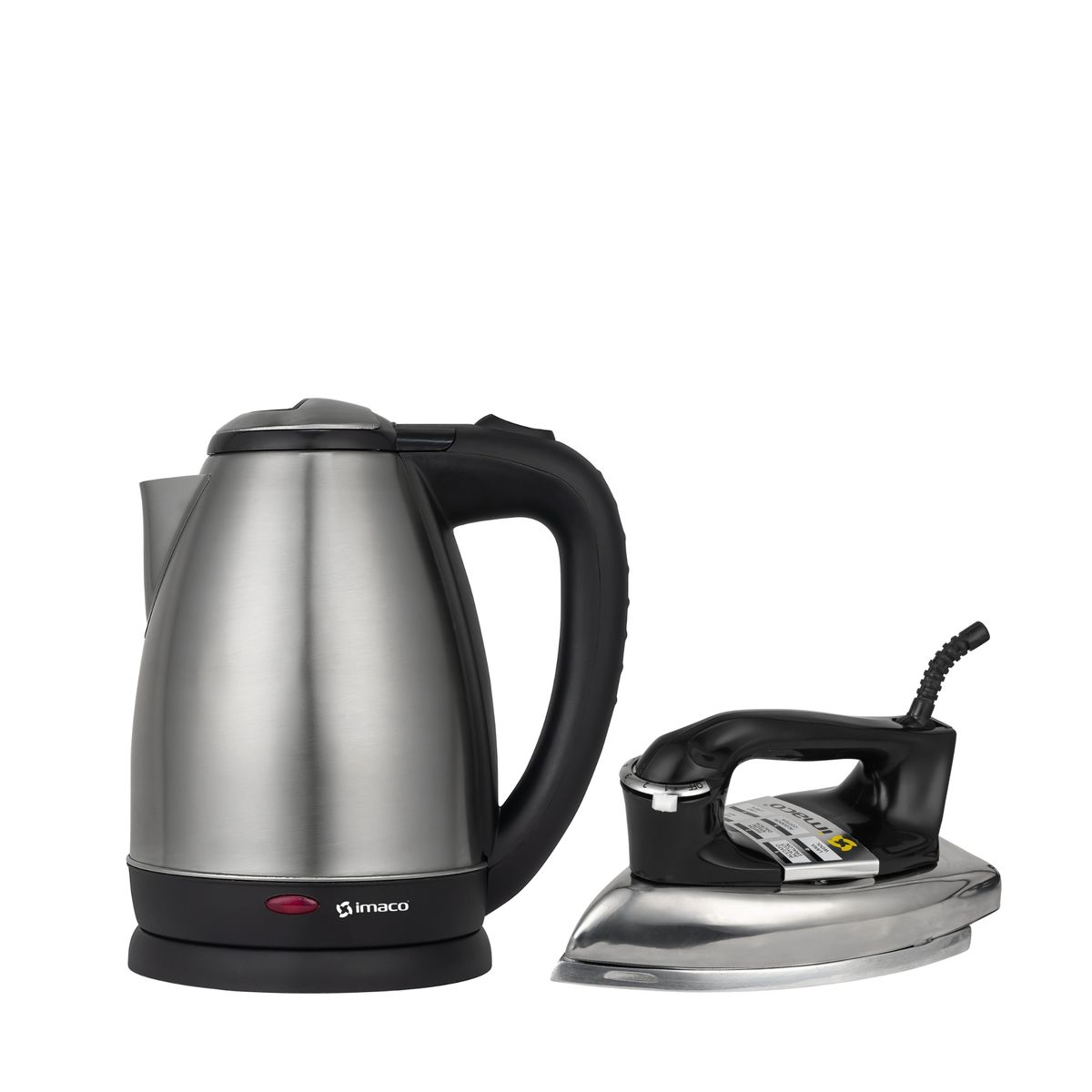 IMACO - Combo hervidor metalico 1.8l KE1801 + plancha pesada vintage I1700 imaco
