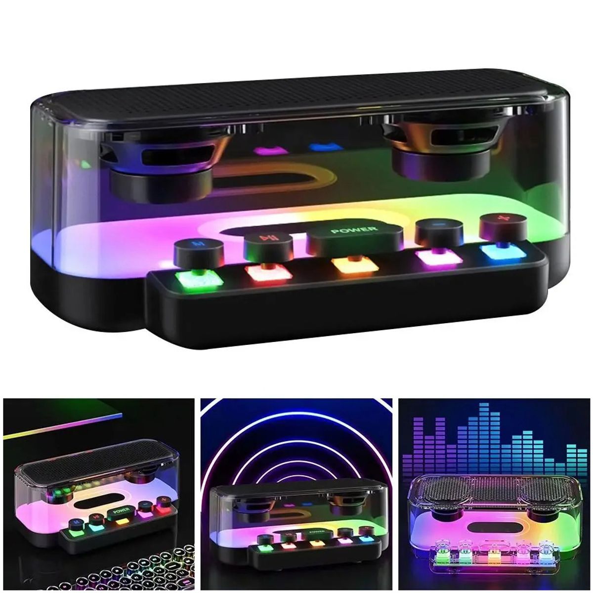 GENERICO - Parlante Bluetooth Portátil Luces Aura RGB