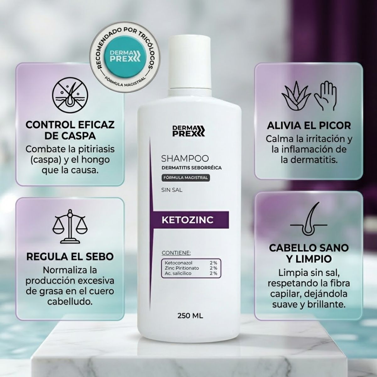 GENERICO - Shampoo Dermatologico Control de Dermatitis Ketoconazol 2% - Ketozinc