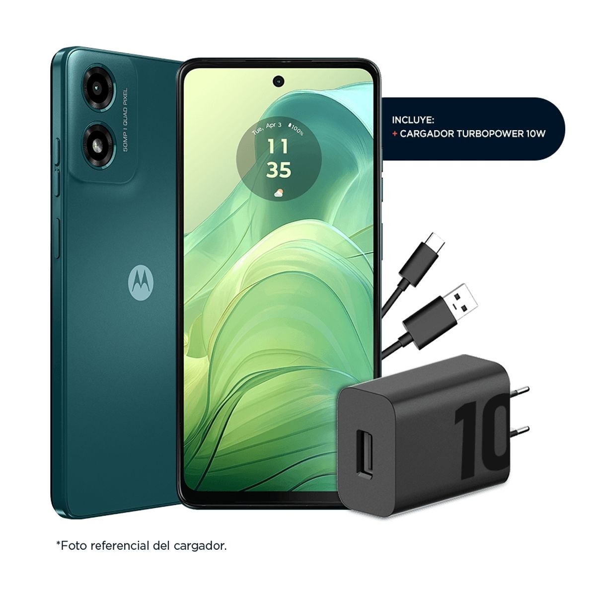 MOTOROLA - Celular Motorola G04s 6.6"  Pulg. 4GB RAM 128GB Android 14 - Verde Aurora