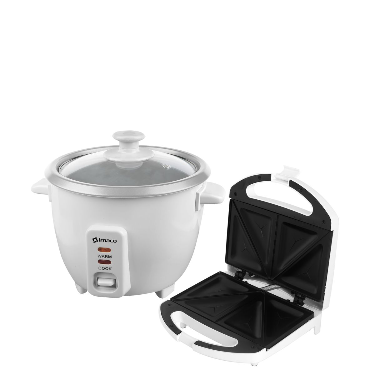 IMACO - Combo olla arrocera imaco RC006 0.6lts + sandwichera panes 750w IST101