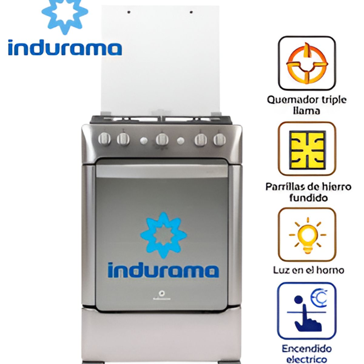 INDURAMA - Cocina Gas Indurama GRANADA ZAFIRO 24" Croma 4 Hornillas