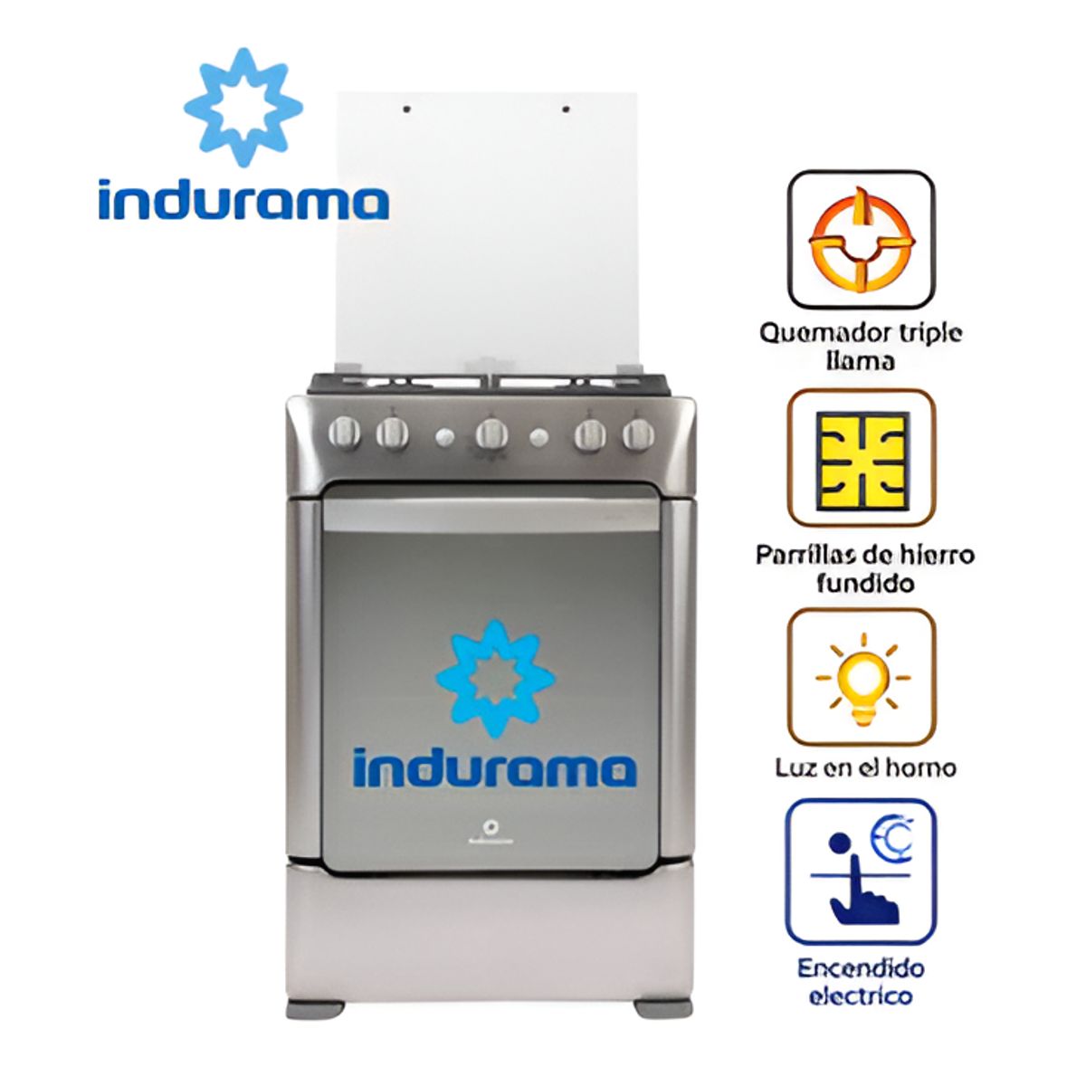 INDURAMA - Cocina Gas Indurama GRANADA ZAFIRO 24" Croma 4 Hornillas
