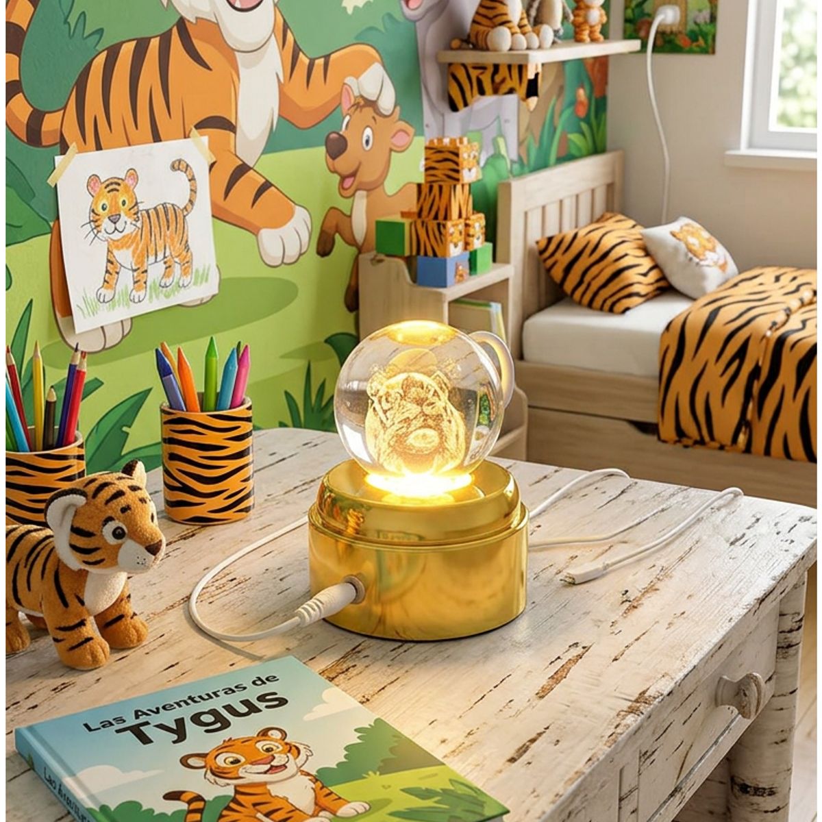 OEM - Lámpara De Cristal Giratorio Diseño Tigre