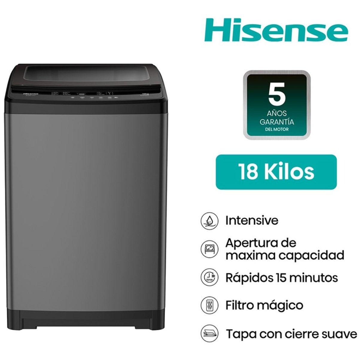 HISENSE - Lavadora Hisense 18KG Carga Superior WT3W1823UT