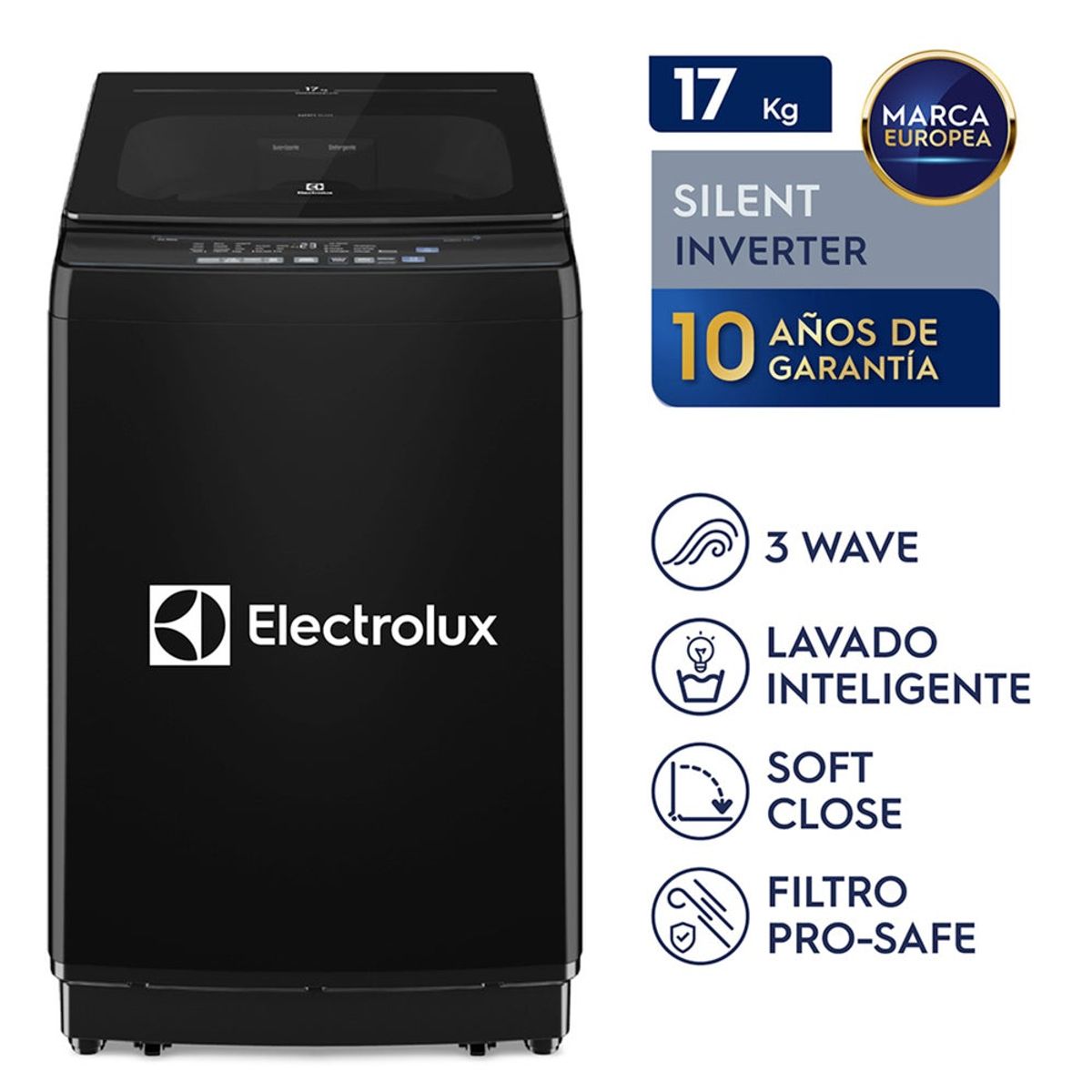 ELECTROLUX - Lavadora Inverter Electrolux 17KG EWIJ17F2XSYB Negro