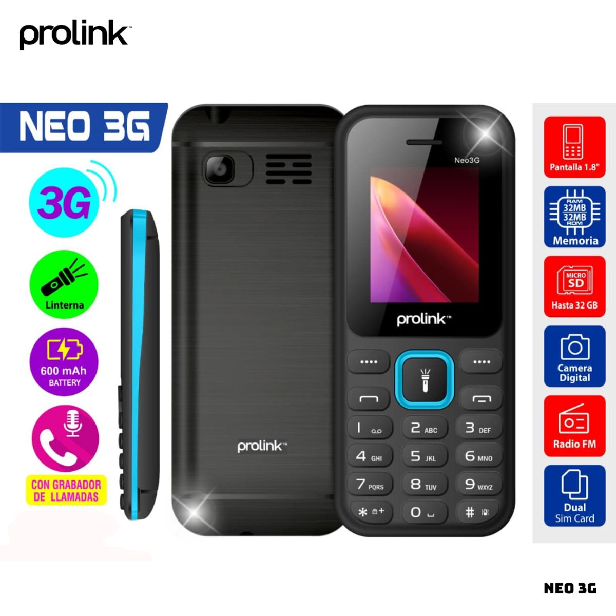 PROLINK - CELULAR BASICO PROLINK NEO 3G DUAL SIM - AZUL