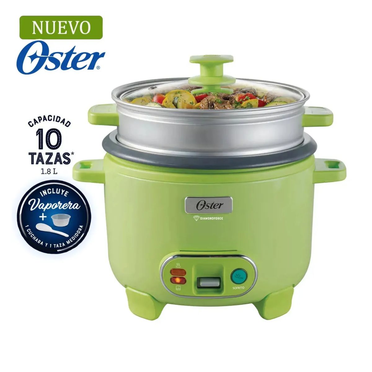 OSTER - Olla Arrocera Sofrito Vaporera Diamondforce Oster CKSTRC10DFGRN 1.8 Lts Verde