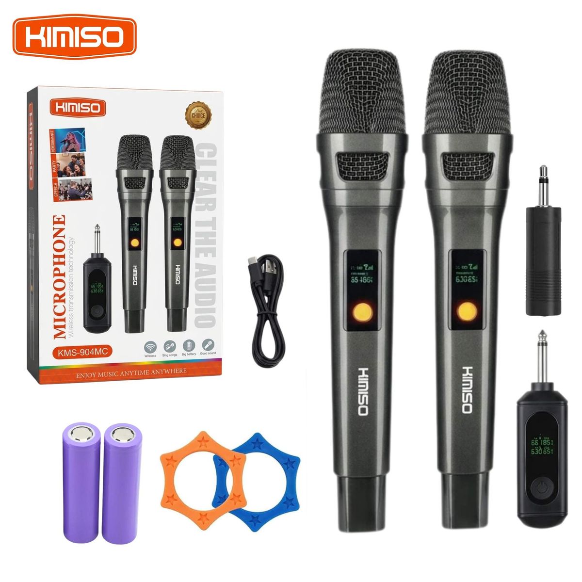 SEISA - Microfono Inalambrico KIMISO Dual UHF para Karaoke, Parlantes y Receptor  Recargable
