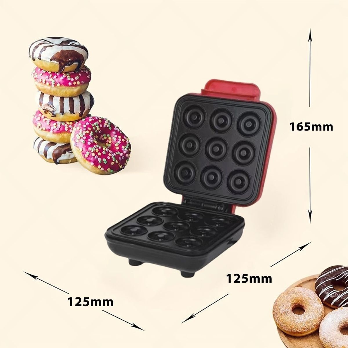 GENERICO - Máquina Eléctrica para Donas 9 Cavidades 350W Antiadherente Compacta