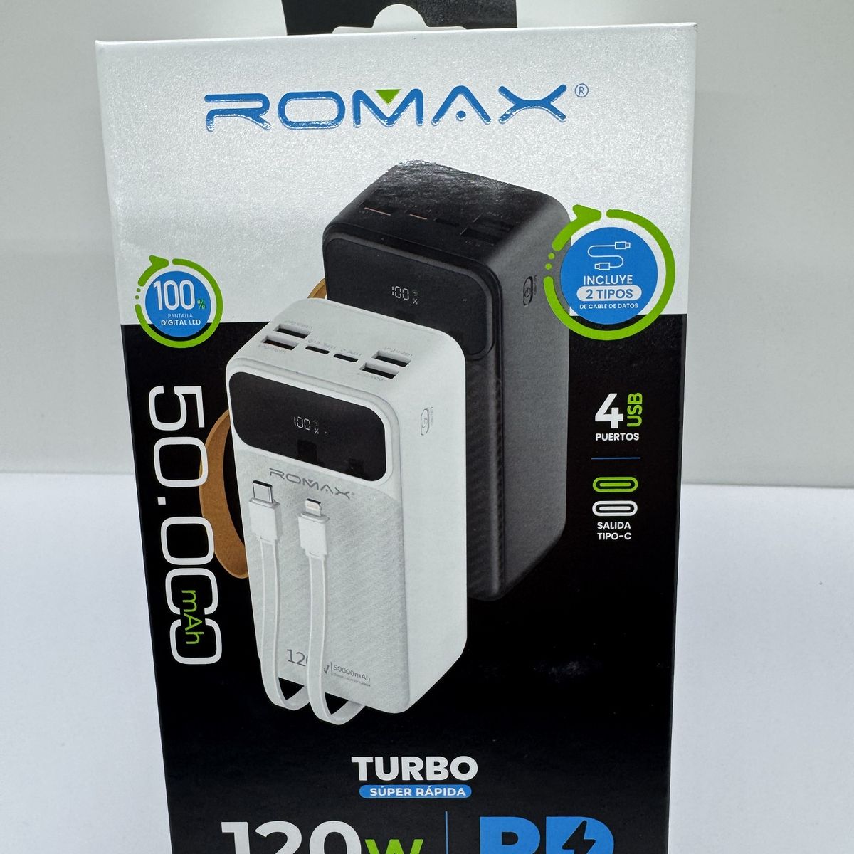 ROMAX - CARGADOR PORTATIL POWER BANK ROMAX 50000mAh 120W