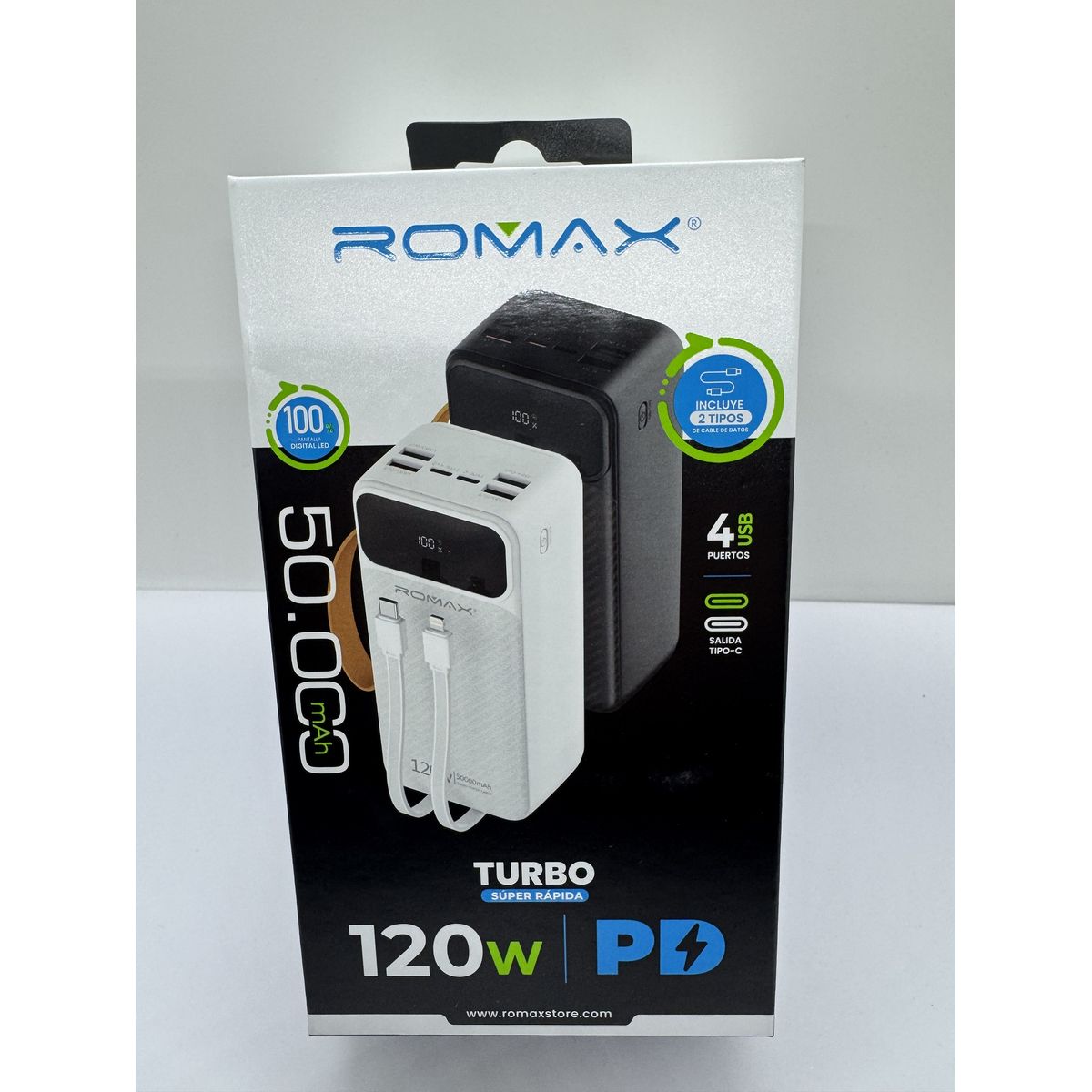 ROMAX - CARGADOR PORTATIL POWER BANK ROMAX 50000mAh 120W