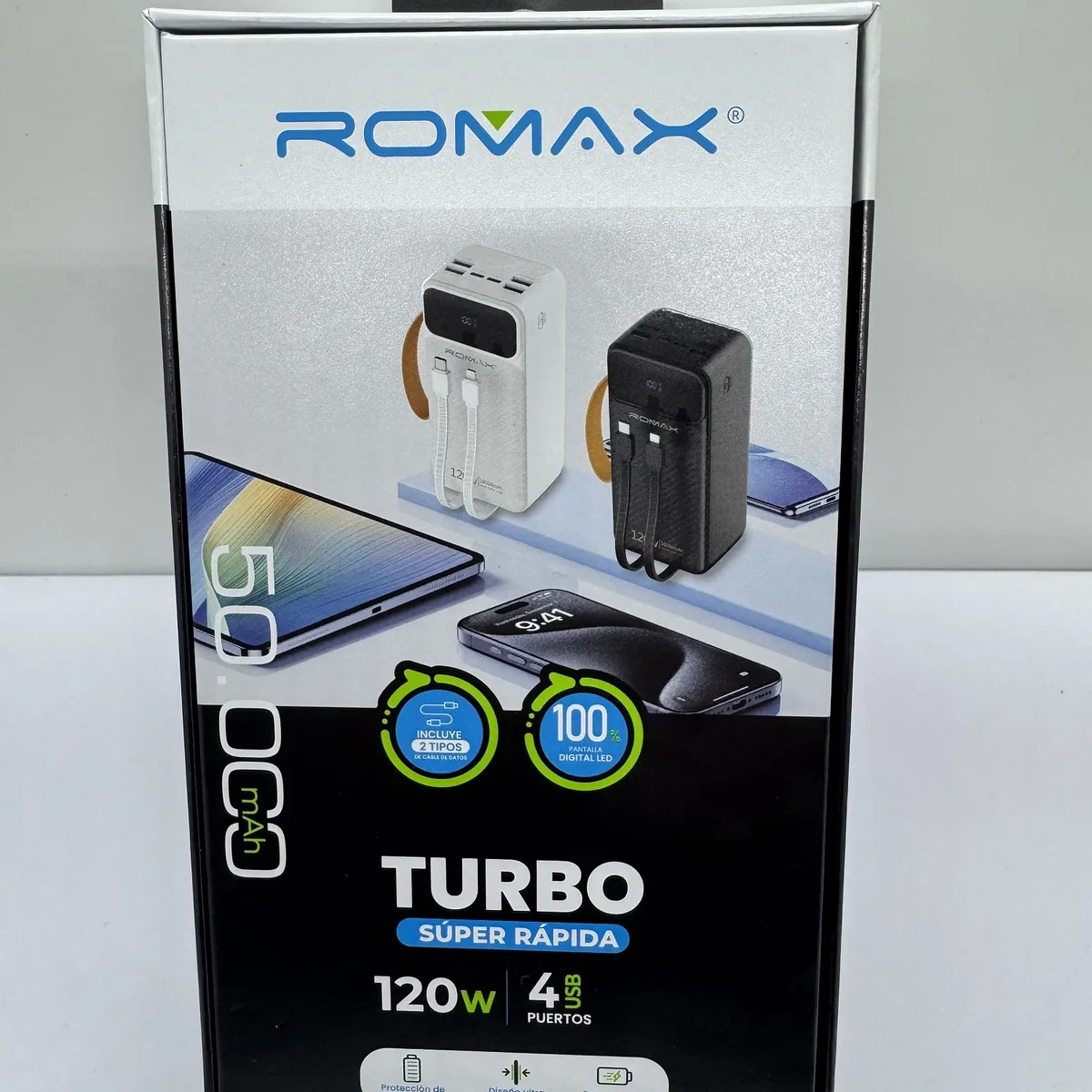 ROMAX - CARGADOR PORTATIL POWER BANK ROMAX 50000mAh 120W
