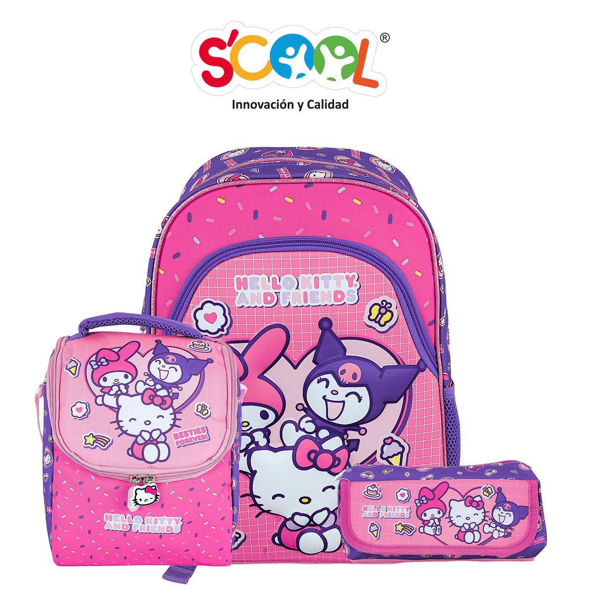 SCOOL - SET MOCHILA SCOOL RANGER  DELUXE 3D HELLO KITTY & FRIENDS