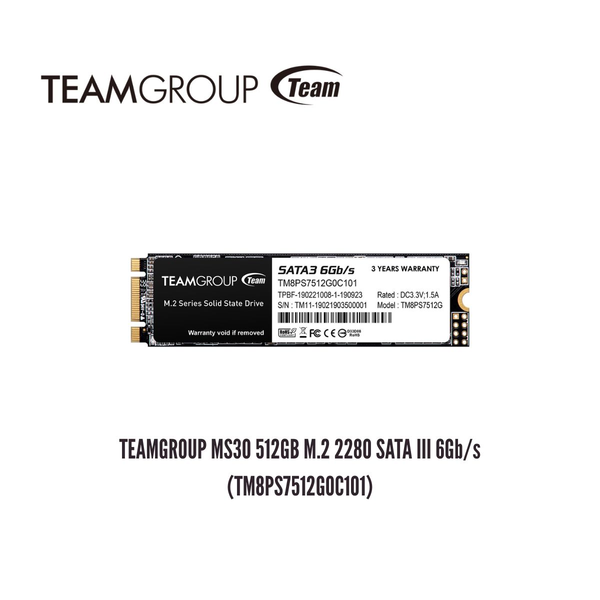 TEAMGROUP - Unidad en Estado Sólido TEAMGROUP MS30 512GB M.2 2280 SATA III 6Gb/s