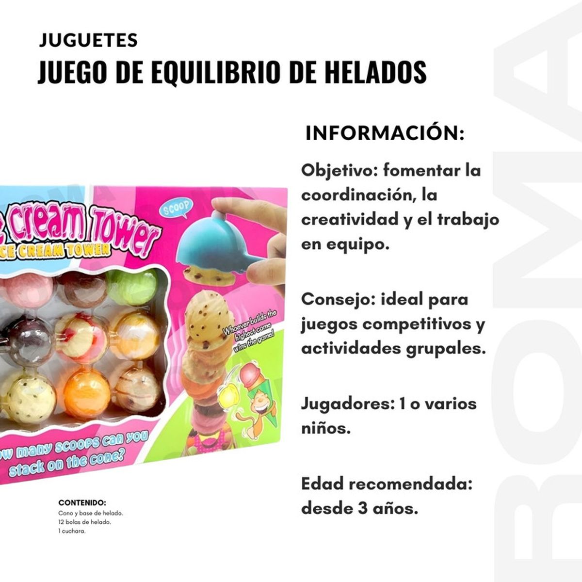 GENERICO - JUEGO TORRE DE EQUILIBRIO DE HELADOS -
