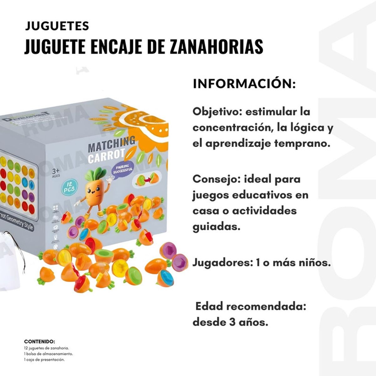 GENERICO - JUGUETE ENCAJE DE ZANAHORIAS