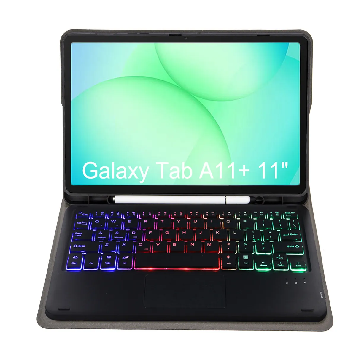 RENVMEXY - RGB Funda con teclado Bluetooth y touchpad para Samsung Galaxy Tab A11+ 11