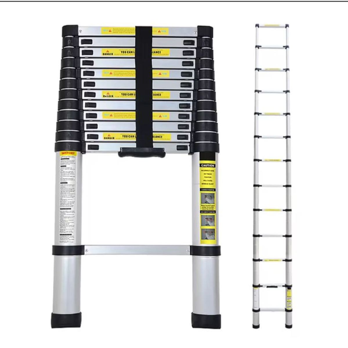 GENERICO - Escalera Telescopica Plegable Retractil 3.8m Pórtatil Aluminio Moderna Hogar Trabajo   TZ-11