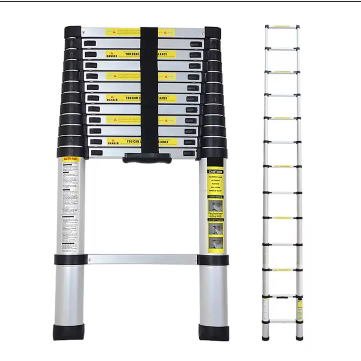 GENERICO - Escalera Telescopica Plegable Retractil 3.8m Pórtatil Aluminio Moderna Hogar Trabajo   TZ-11